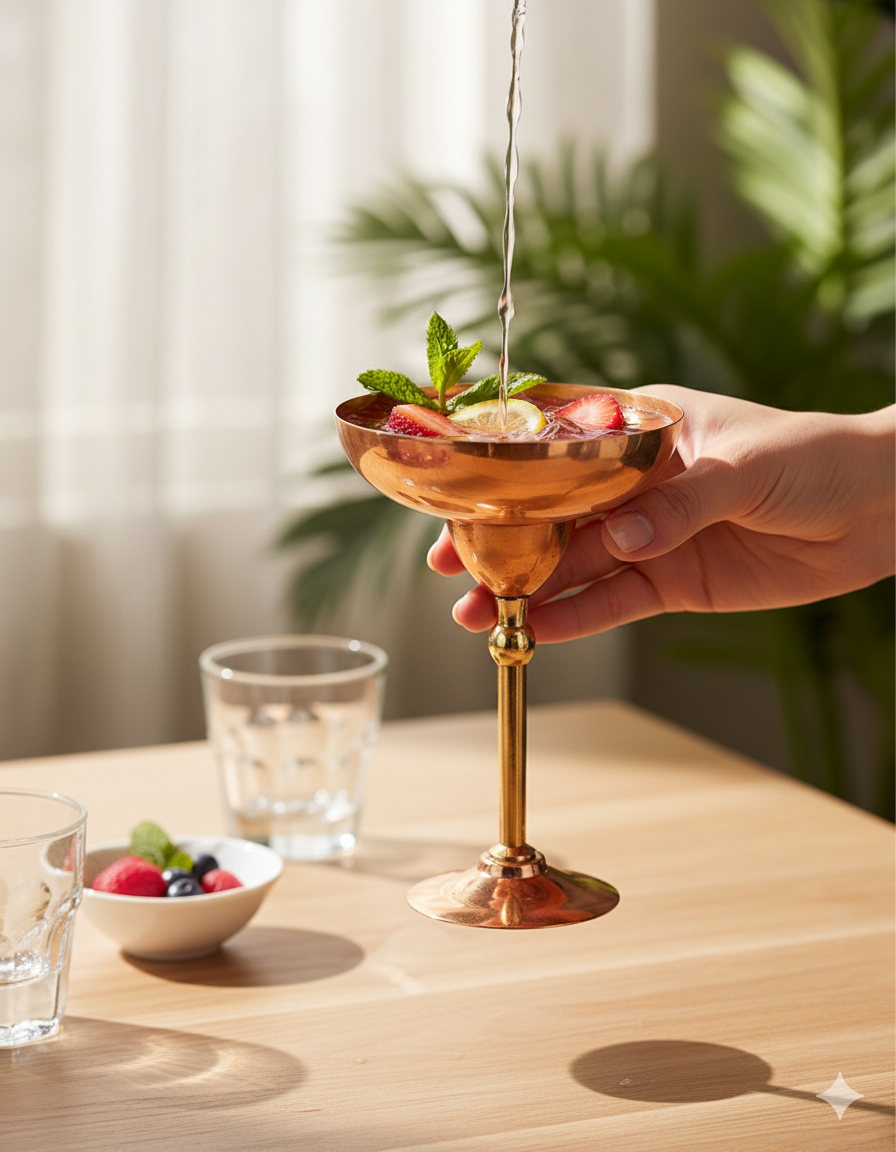 Margarita Glass - Copper - Luxury Stemmed Cocktail Glass Copper product view 2 - Viviana London artisan collection